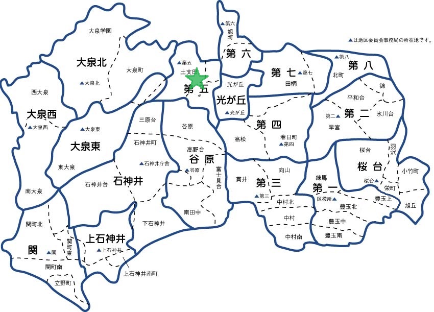 第五地区委員会の地図