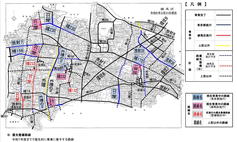 都市計画道路の地図