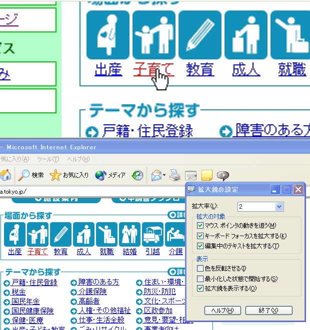 「拡大鏡」の設定方法の画像3