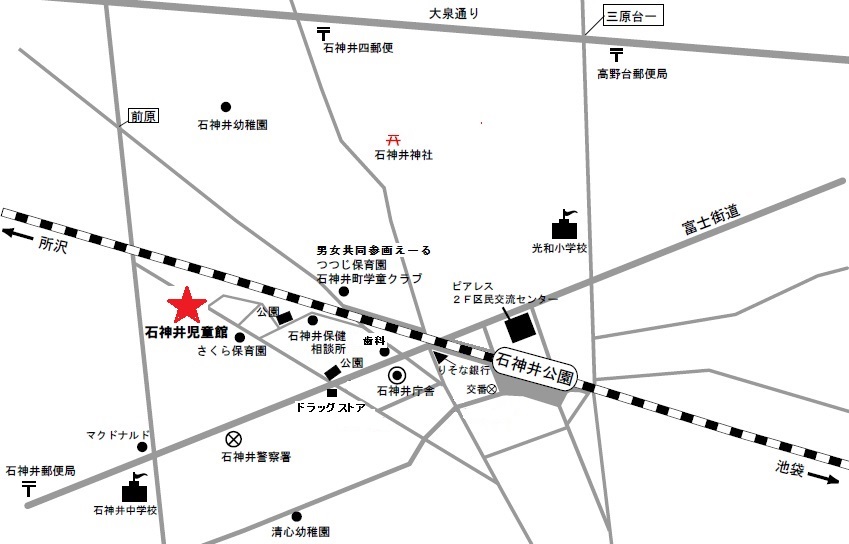 石神井児童館への地図