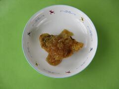 玉ねぎソース　アジフライの写真