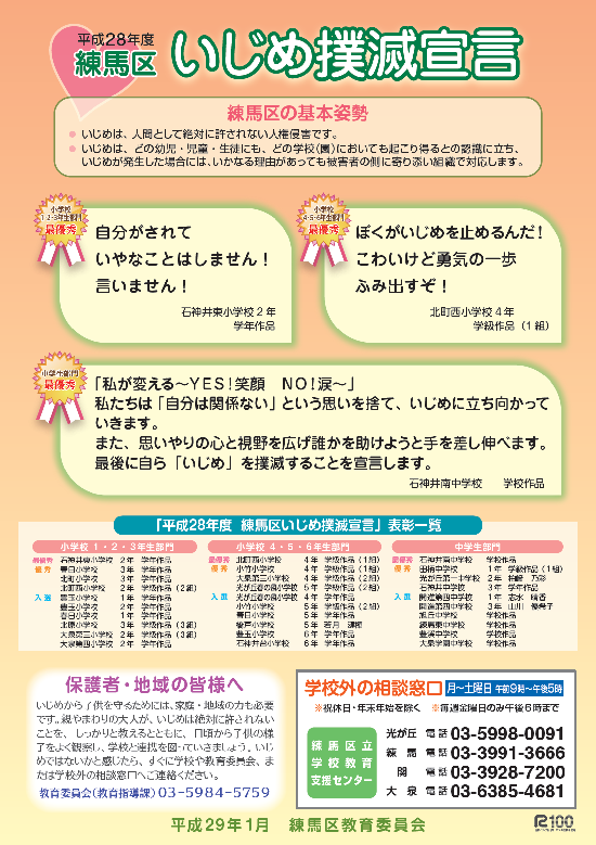 平成28年度練馬区いじめ防止実践事例発表会を開催しました 練馬区公式ホームページ