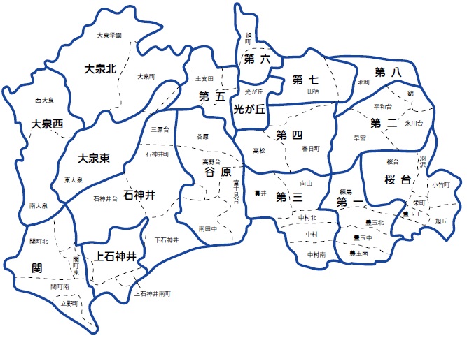 青少年育成地区委員会の地図