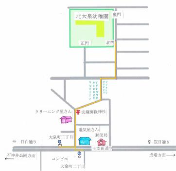 北大泉幼稚園までの地図