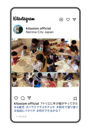 年少組がピザの制作をしている写真です