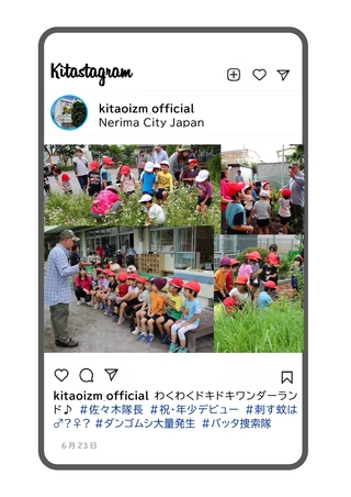 年少組が自然探索会をしている写真です