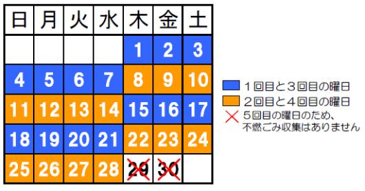 不燃ごみ収集日の数え方