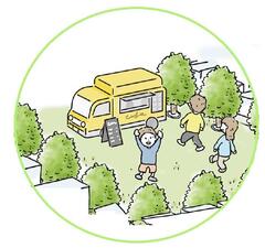 公園で子どもが遊んでいるイラスト