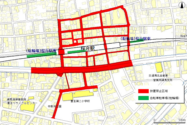 桜台駅周辺自転車等放置禁止区域図