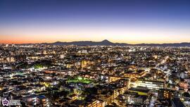 夕景富士（展望ロビー）の写真