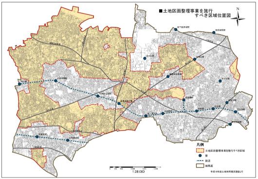 土地区画整理事業を施行すべき区域の位置図