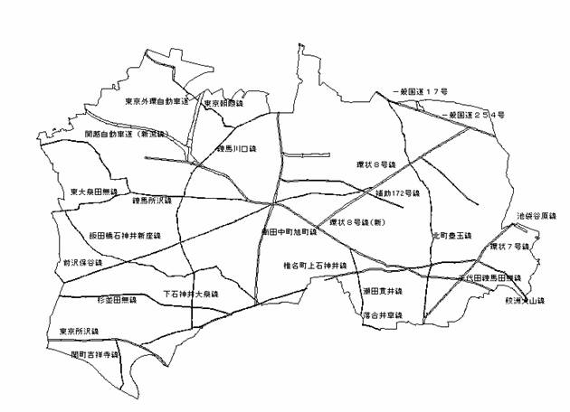 調査対象範囲および対象道路の画像