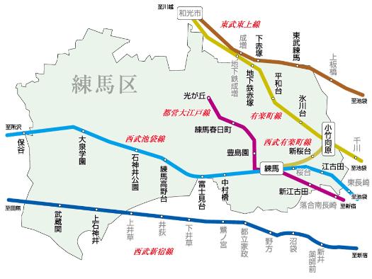 練馬区内の路線図